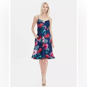 New! BANANA REPUBLIC Floral Linen Blend Dress 2 Petite NWT